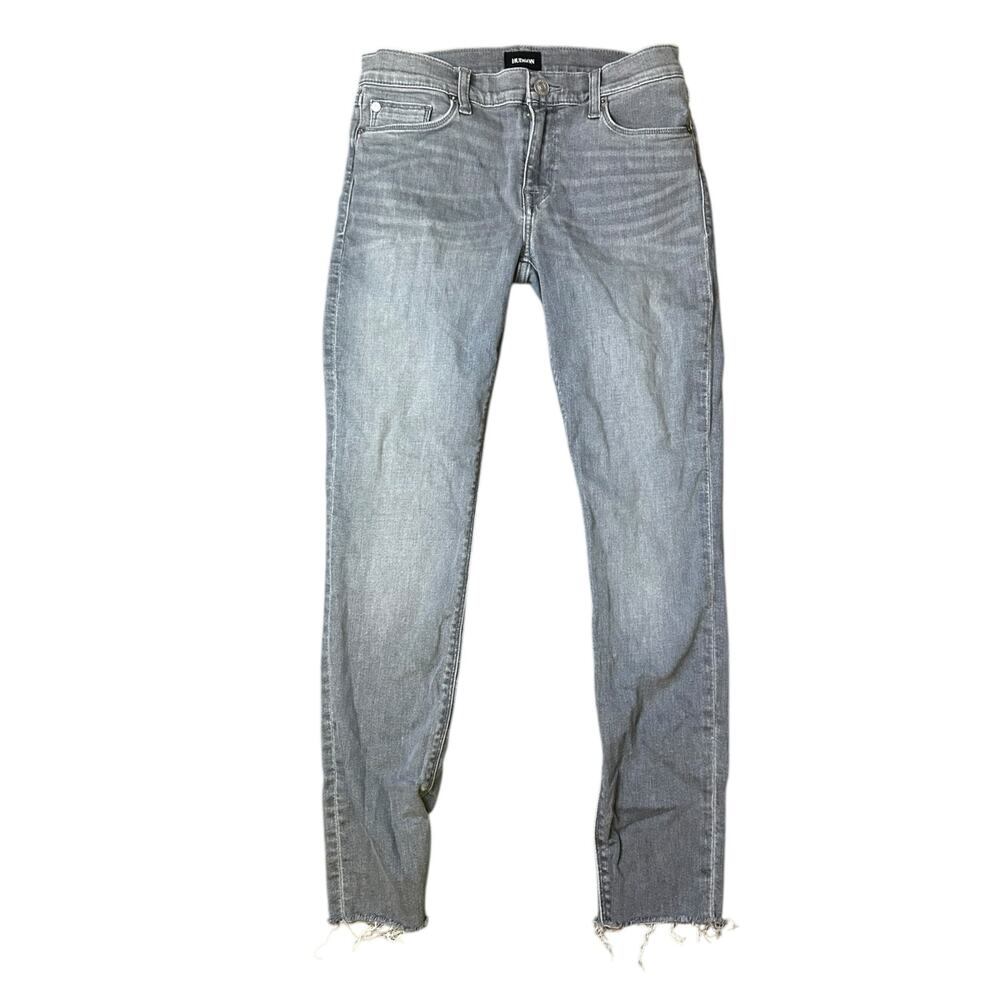 Hudson Krista Super Skinny Ankle Jeans — Size 27 / Light Gray / Fringe Hem